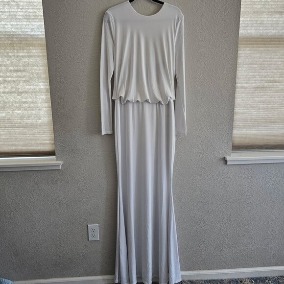 NWT | Rachel Zoe Maurie Maxi Gown White Open Back With Sequin Band 6 - Picture 1 of 12